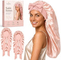 2Pcs Long Hair Bonnet for Sleeping, Satin Braid Bonnet for Women by Originbuty