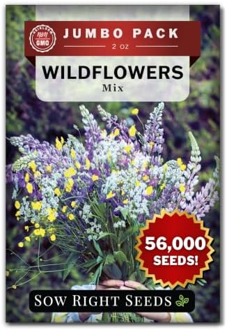 Sow Right Seeds - 56000 Mixed Wildflowers Seed for Planting Bulk Jumbo Pack by SowRightSeeds