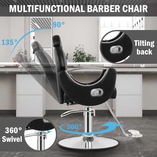 Salon Chair for Hair Stylist, Reclining Barber Salon Chair Styling Chair - Image 4