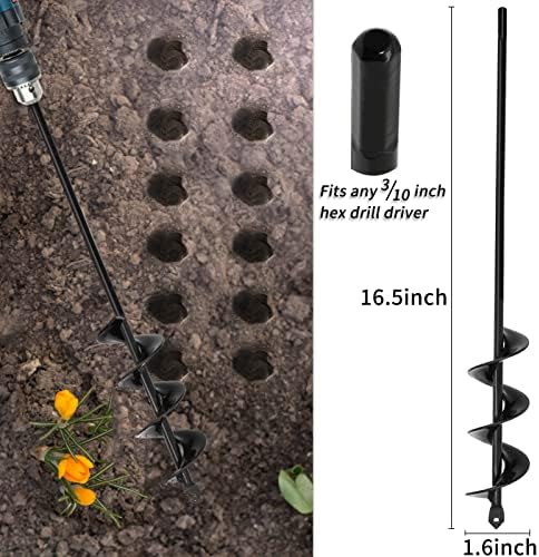 TCBWFY Garden Auger Drill Bit for Planting 1.6"x16.5"and 3.5"x16",Heavy Duty Bulb Planter Tool for Digging Holes,Compatible with 3/8" Hex Drive Drill - Image 3