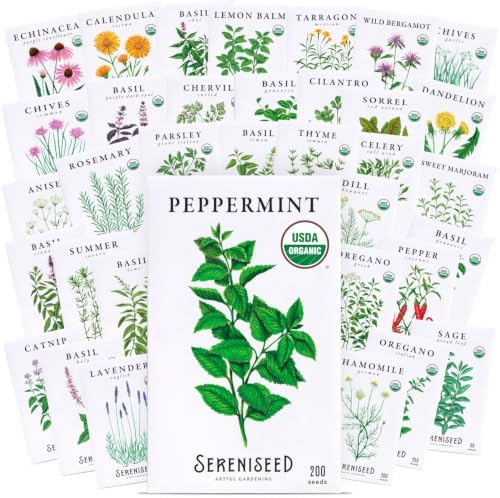 Sereniseed Certified Organic Herb Seeds 35-Pack, Culinary Garden Kit by Sereniseed