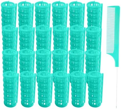 24PCS Plastic Hair Rollers Set 2.0cm/0.8in Heatless Rollers Hair Curlers Snap on Rollers Self Grip Rollers Hairdressing Curlers Tools for DIY Hairdressing Hair Salon (Green) by MOODKEYbrand
