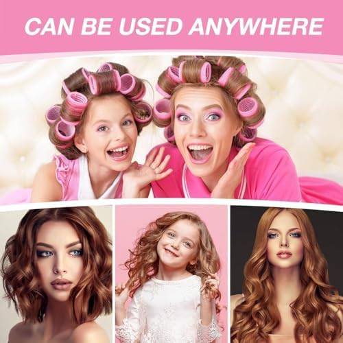 60 Pcs Hair Rollers for Women, Rollers Hair Curlers, 24 Pcs in 4 Sizes(60/48/36/25mm), Self Grip Hair Rollers Set with 34 Pcs Stainless Steel Clips for Long, Medium, Short, Storage Bag, Comb - Image 7