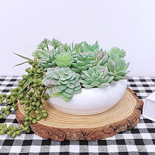 Supla 11 Pcs Mini Artificial Succulents Picks Unpotted Faux Succulent Assortment in Flocked Green in Different Type Different Size Succulents Echeveria Agave Floral Arrangement Mother Day' s Gift - Image 3