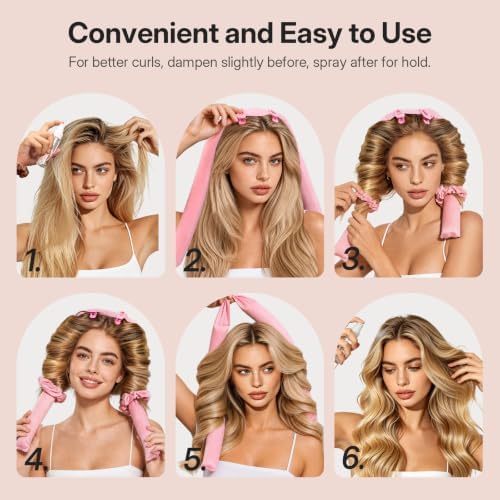 LitBear Jumbo Heatless Curls Overnight Set for Long Thick Hair, Pink - Image 6
