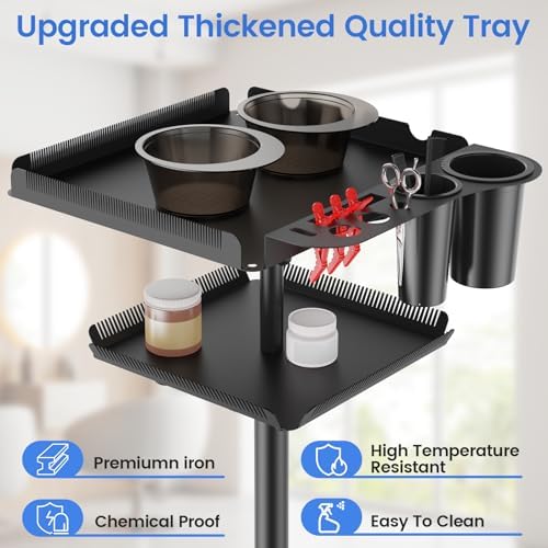 Rolling Salon Tray on Wheels with Braiding Hair Platform/2 Magnetic Bowls - Image 5