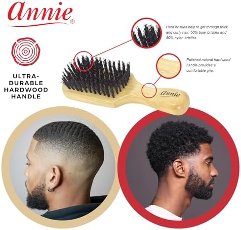 Annie Natural Boar Bristle Hard Club Brush | Reinforced Detangling Hairbrush for Wavy, Straight, Long & Short Hair | Waves Styling & Detangler - Image 3