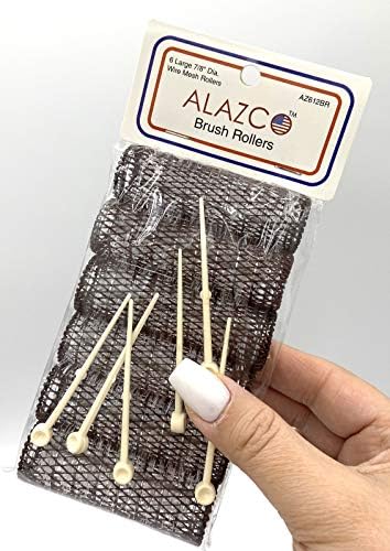 12 pc Vintage Style Hair Rollers BRUSH ROLLERS & 12 PINS - Mesh Hair Curlers with Bristles 3"x 7/8" (12 Large Rollers & Pins) - Image 2