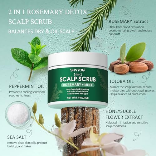 Scalp Scrub, Anti-Dandruff Rosemary Exfoliator Scrub with Scalp Massager - Image 2