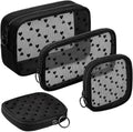 Weewooday 4Pcs Mesh Makeup Bag, Black Heart, Large&medium&small, Heart by Weewooday