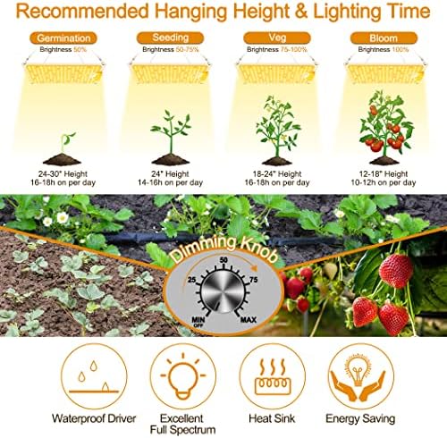 LED Grow Light, SP1000 Sunlike Full Spectrum Dimmable Plant Lights with Thermometer Hygrometer, Growing Lamps for Indoor Plants Seedlings Veg Bloom 2x2/3x3 Ft Coverage - Image 4