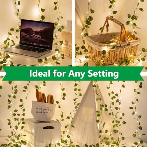 9.8Ft x 6.5Ft 200LED Artificial Ivy Fairy Lights with Remote,Fake Plant Vines Curtain String Light For Home Bedroom Living Room wall Wedding Christmas Party Office Coffee Farmhouse Dorm outdoor Decor - Image 6