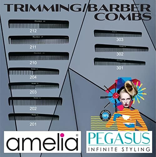 Pegasus 202, 7in Hard Rubber Hair Detangling/Trimmer Course Tooth Comb, Seamless, Smooth Edges, Anti Static, Heat and Chemically Resistant, Everyday Grooming Comb | Peines de goma dura - Black - Image 7