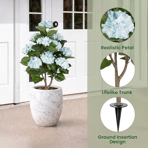 2Pack 3FT Artificial Hydrangea Trees with Spikes – Realistic Hydrangea Artificial Flowers for Outdoor & Indoor Décor, Perfect Faux Hydrangea Flowers Tree for Home, Patio & Garden, Blue - Image 6