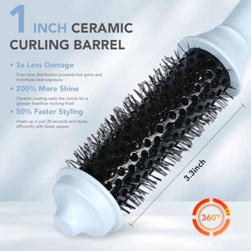 Mini Travel Thermal Brush, 1 Inch Heated Round Brush for Short Hair - Image 3