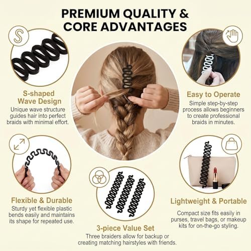 3PCS Black Hair Braiding Tool Women Hair Styling Clip French Hair Braid Hair Knitting Tool Hair Twist Styling Accessories - Image 5