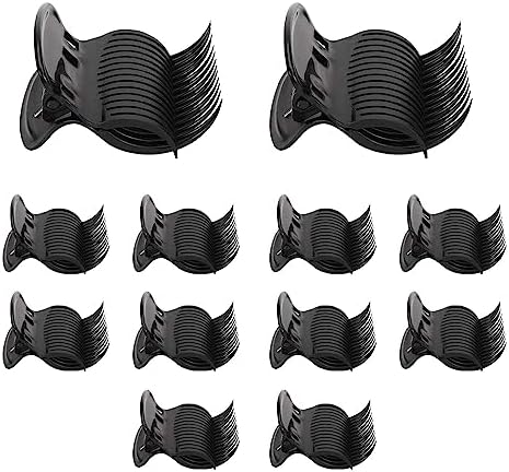 12Pcs Hot Roller Clips Plastic Hot Hair Curler Claw Clips Replacements Replacement Hair Perm Insulation Clip for Small Medium Large and Jumbo Hair Rollers (Black) by PENKOHOME