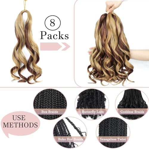 French Curl Braiding Hair Extensions 8 Packs Crochet Braids for Black Women - Image 4