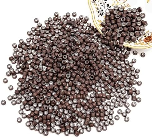 200pcs 3mm Nano Ring Beads for Hair Extensions – Ultra Small Silicone Lined Micro Link Beads for Very Thin Hair, Kids – Invisible Fit, Easy to Hide, Reusable (Light Brown) by Uotodoo