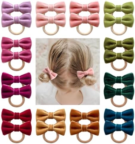 Cherssy 24pcs Toddler Hair Ties with 2" Velvet Bows for Girls by CherssyBows
