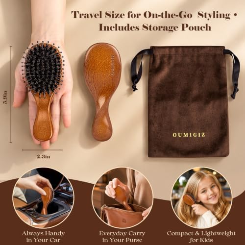 Small Boar Bristle Hair Brush British Craftsmanship Handmade - Image 5