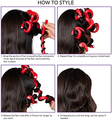 Red by Kiss Flexi Rods - Heatless Hair Curler for 90S Glamorous Bouncy Curls Beach Waves, No Slips, Sleep Styler (7" Length, 5/8" Diameter) - Image 5