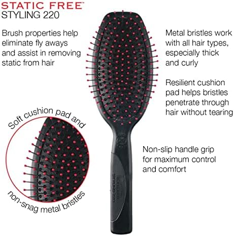 Cricket Static Free Cushion Styling 220 Hair Brush - Smoothing, Detangling, and Frizz-Free Styling - Anti-Static Metal Bristles for Thick, Curly, and Heavy Hair - Image 3