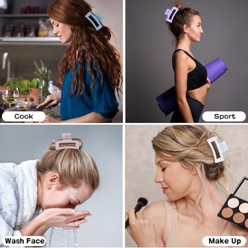 Sisiaipu 12 Pcs Medium Hair Clips, 3.5 Inch, Colorful - Hair Clips for Thick and Thin Hair, Square Claw Clips, Jaw Clips, Bulk Hair Accessories for Women and Girls - Image 7