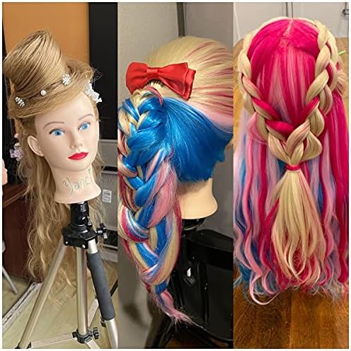 headdoll Training Head 26-28 Inch Mannequin Head Hair Styling Manikin Cosmetology Doll Head Hairdressing for Styling Dye Cutting Braiding Practice Head Synthetic Fiber Hair and Free Table Clamp Stand - Image 6
