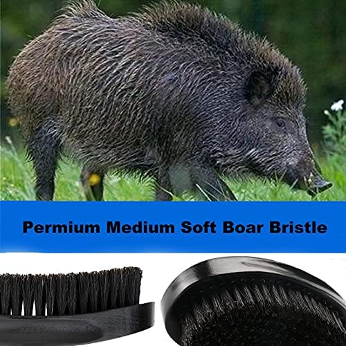 Premium Beech and Black Mix Bristle Wave Brush - Curved Medium Hard Brush for Men's Hair Styling - Image 5