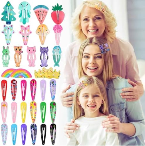 Anezus 80 Pcs Hair Clips for Girls Hair Barrettes Snap Non-Slip Metal Hair Clips for Girls Kids Teens Women - Image 7