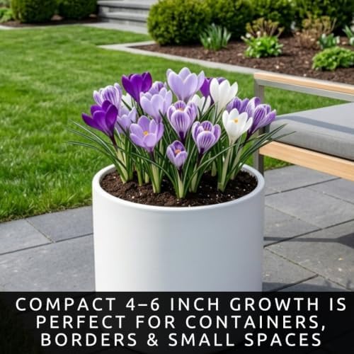 20 Blue Moon Crocus Bulbs | Purple and White Spring Flowers for Gardens - Image 5