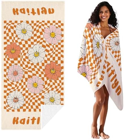 JML Personalized Beach Towel with Name, Custom Flower Beach Towel, Customized Microfiber Pool Towel, Quick Dry & Absorbent Swim Towel for Adult,Anniversary, Birthday, Summer Holiday,Vacation - Image 2