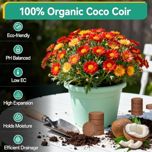 ZeeDix Coco Coir Pellets, 50 Pcs 50mm Seed Starter Soil Pods for Planting - Image 3