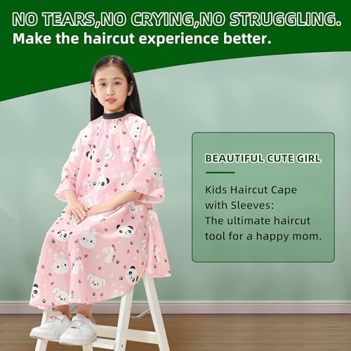 PERFEHAIR Kids Haircut Cape with Sleeves - Adjustable Snap Closure, Barber Cape for Boys & Girls, Professional Salon-Quality Hair Cutting Cape, Cute Animal Print, for Home & Salon Use - Image 4