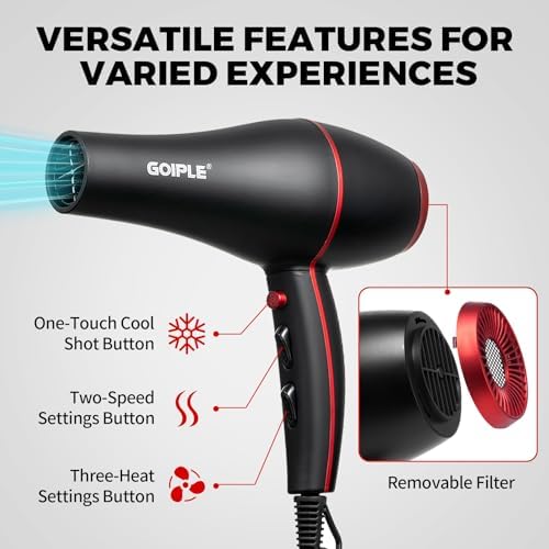 13Pcs Ionic Constant Temperature Hair Blow Dryer Kit - Lightweight, Low Noise, 1800W Professional Blowdryer Set for Women and Men - Image 5