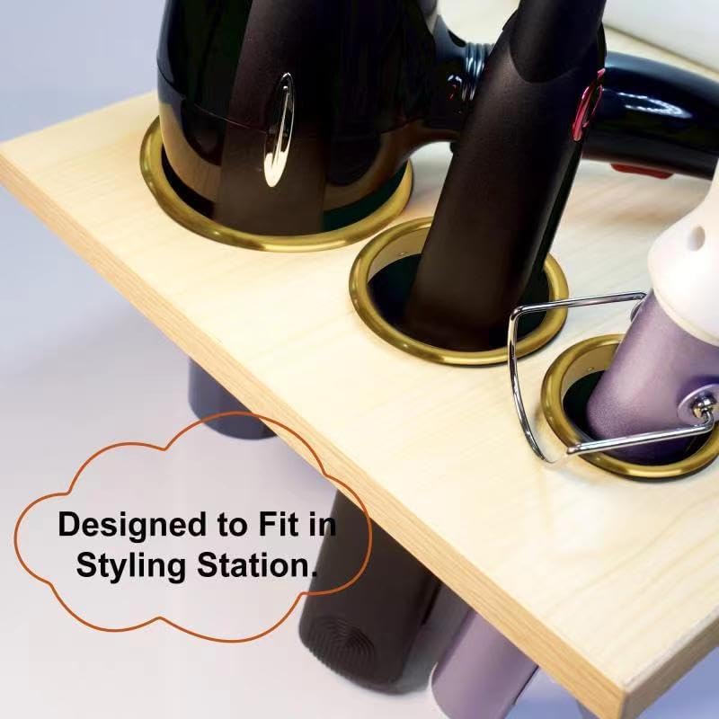 Hair Styling Station Dryer Curling Iron Appliance Hot Iron Tools Holder Tube (Golden, 3inch, 2inch, 1.5inch, 1.78inch) - Image 5
