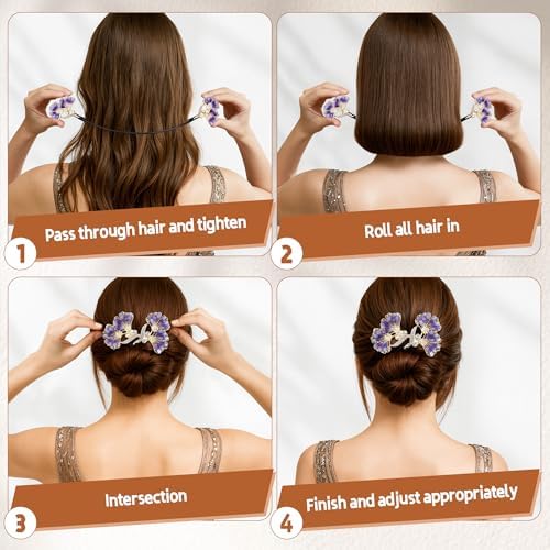 2 Pcs Bun Bun Maker Crystal Hair Bun Maker French Twist Hair Disk for Women - Image 3