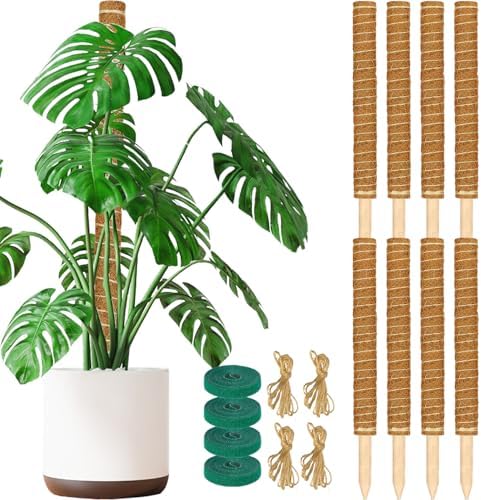 ALENEY Moss Pole, 8 Pack 23.6inch Stackable Moss Poles for Plants Monstera Plant Support, Coir Totem Pole Tall Moss Pole for Climbing Plants, Sphagnum, Indoor Potted Plants by ALENEY