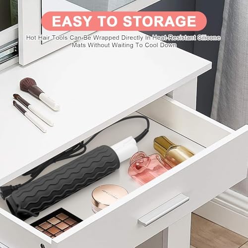 Flat Iron Heat Resistant Silicone Mat for Curling Iron, Hair Straightener Heat Pad, Curling Iron Sleeve, Travel Case Heat Resistant and Other Hair Styling Tools, for Counter, 9 x 6.5 in, Black - Image 5