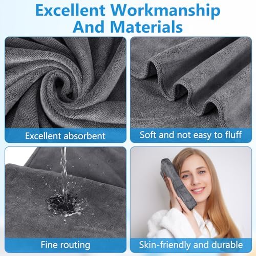 SmoothNovelty 16 Pack Microfiber Bath Towels Bulk, Simple, Dark Gray - Image 3