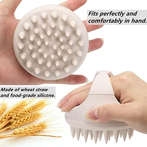 Hair Scalp Massager Shampoo Brush Hair Scrubber Washing Brush Silicone Scalp Exfoliator for Dandruff Removal- Beige - Image 3