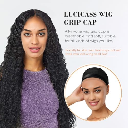 Wig Cap Wig Grip Cap for Keeping Wigs in Place Non Slip Wig Cap with Velvet Wig Grip Band Make Your Wig Be Glueless Wig Caps for Women (Black, L) - Image 4