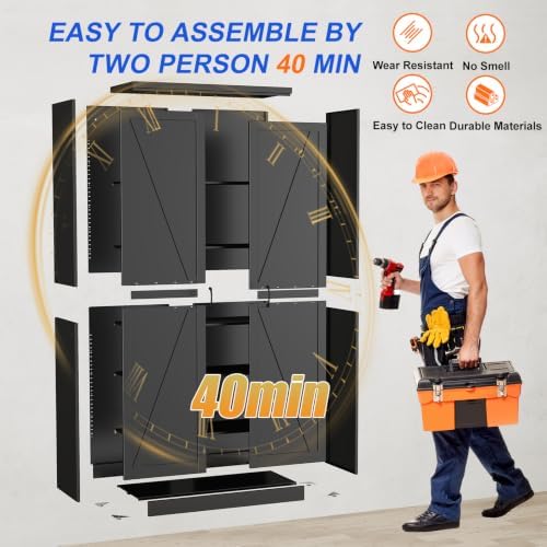 GAIOUS 79" Tall New Update Kitchen Pantry Cabinet, Metal Storage Cabinet - Image 6