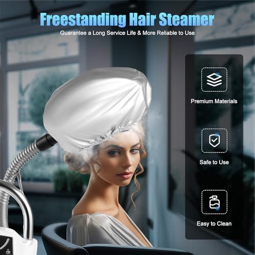 7 in 1 Professional Stand Hair Steamer Dryer, 110V Orbiting Rollerball Color Processor w/ Rolling Base, Floor Hooded Treatment Perming Machine - Image 3