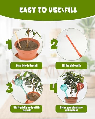 Iridescent Self Watering Globes, Glass Rainbow Plant Watering Globes, Self Watering Planter Insert, Automatic Plant Waterer Indoor (Large-6 Pcs Multi-Color) - Image 3