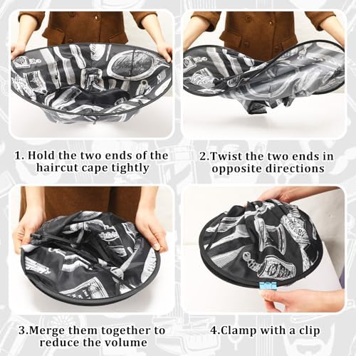 FEBSNOW Hair Cutting Cloak Cape Foldable Haircut Umbrella Cape for Adults - Image 3