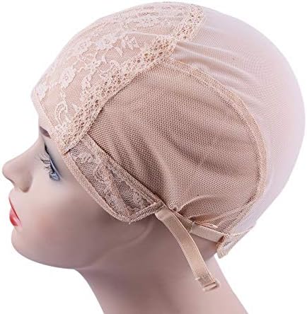 YANTAISIYU Double Lace Wig Caps for Making Wigs with Adjustable Strap on the Back Weaving Hairnets Swiss Lace Wig Cap (Blonde M 54cm) - Image 4