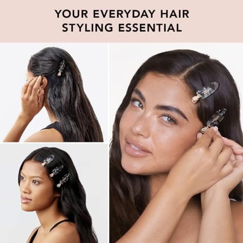 Kitsch Creaseless Hair Clips for Women - Black Terrazzo, 4pcs - Image 5