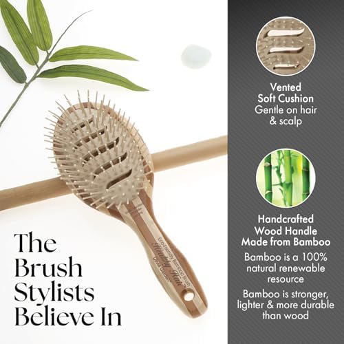 Olivia Garden Healthy Hair Eco-Friendly Bamboo Ionic Paddle Hair Brush - Image 4